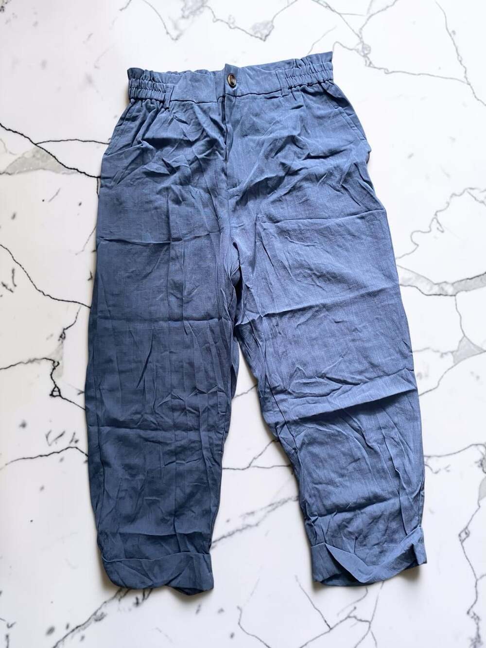 NWOT Halara High Waisted Zipper Pocket Cropped Linen-Feel Pants